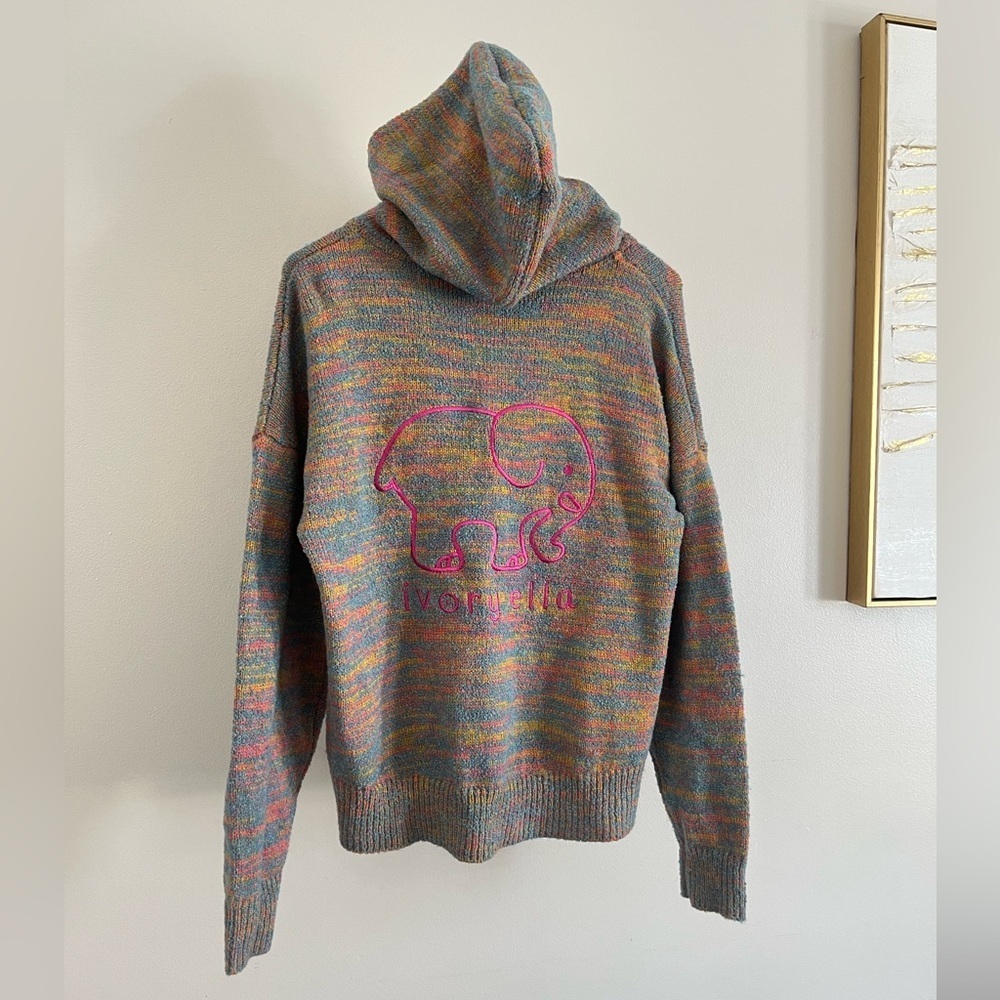 Ivory Ella Women’s Multicolor preppy colorful Knit hoodie retro size S